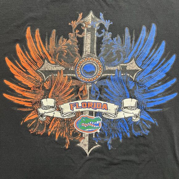 Florida Gators T-Shirt Men's Medium Black Affliction Style Grunge Cyber Skater - Picture 2 of 6